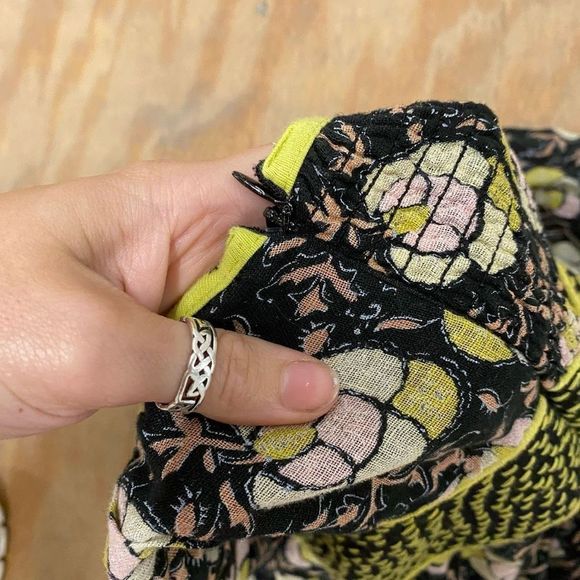 Free People Linen Blend Floral Strapless Halter Babydoll Blouse Top, Size 12 - Picture 6 of 8